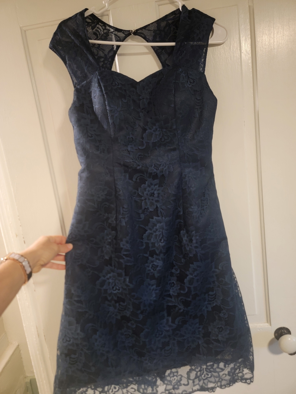 Women's Navy Lace Fit & Flare Dress